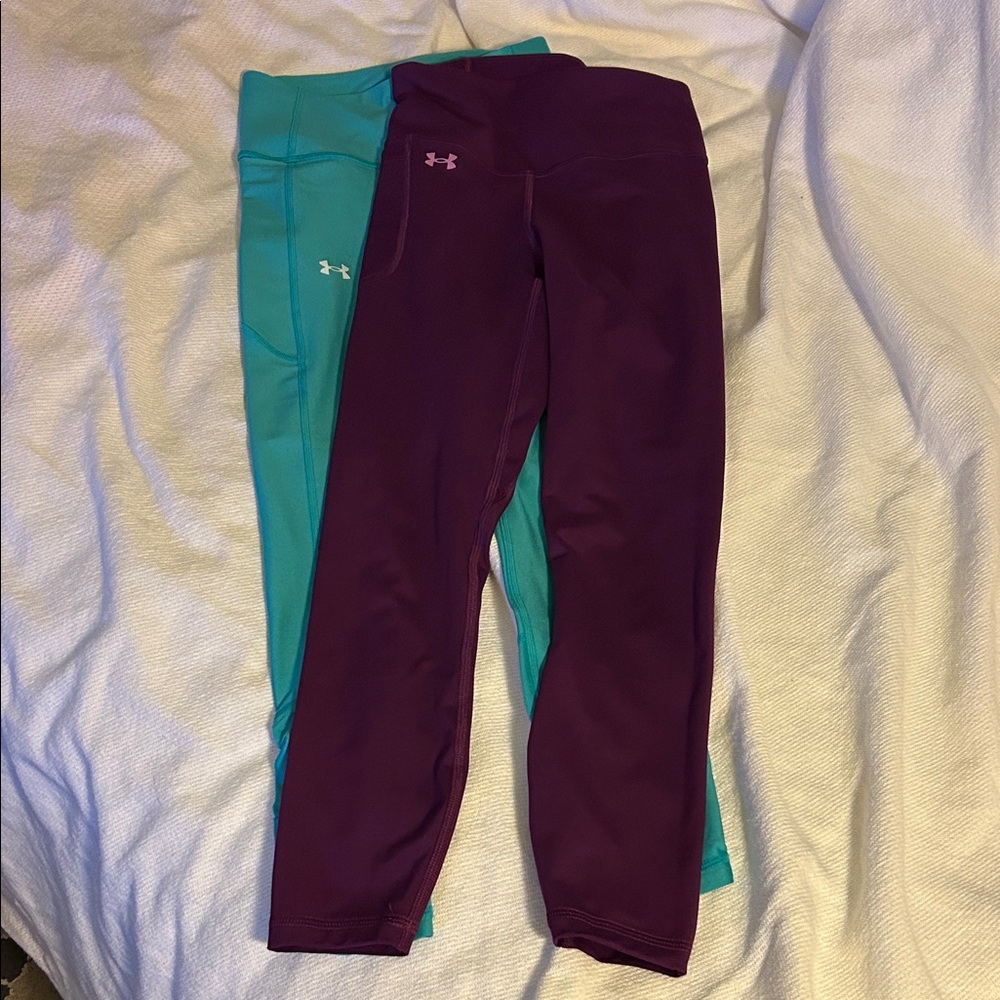 Under Armour Kids/Ladies Leggings in Teal & Plum